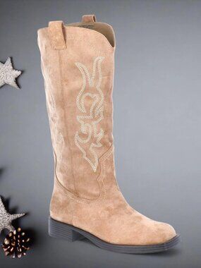 No Boundaries Christmas women's size Cowboy Square Toe Western Boots 7